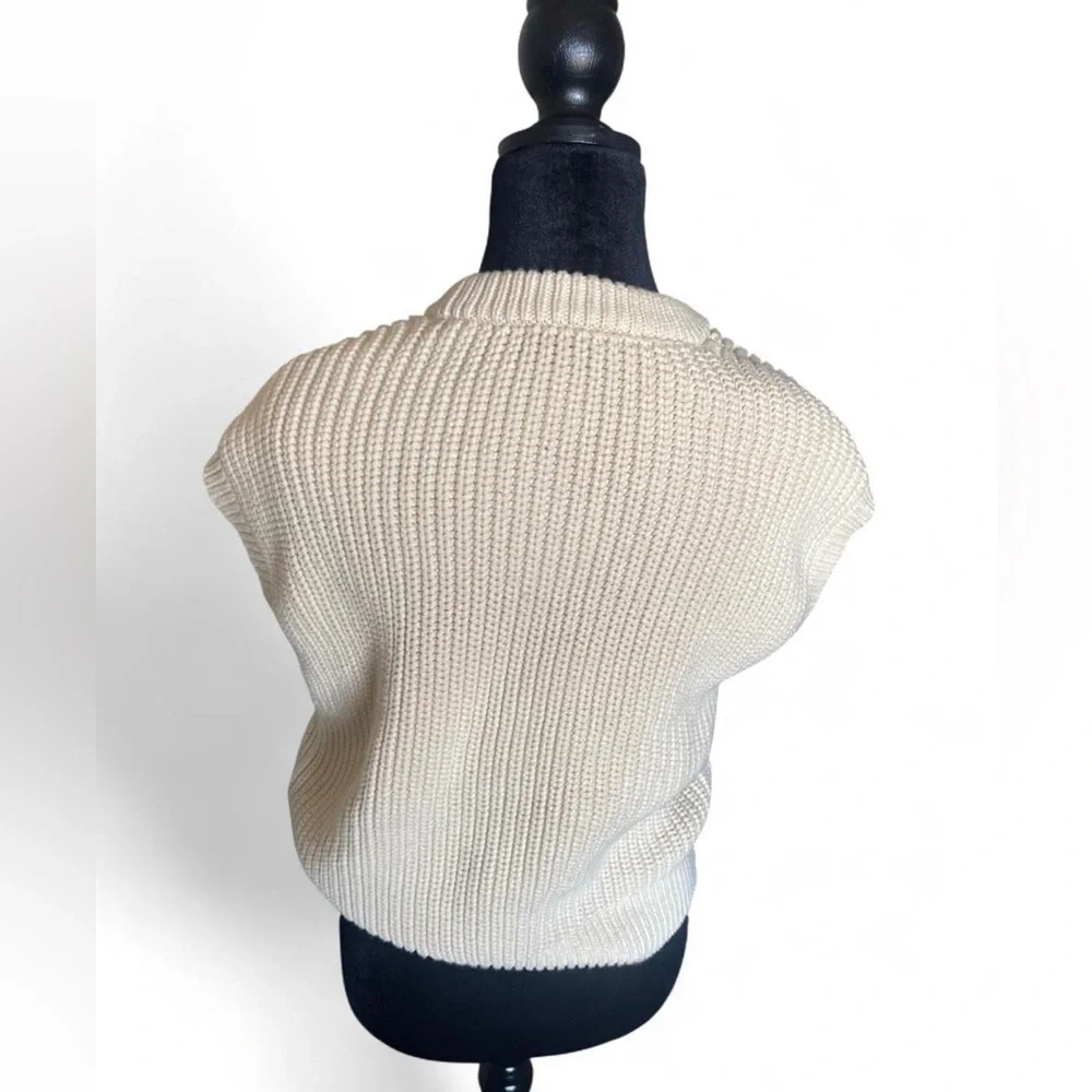 Madewell Sweater Vest Women’s Medium Cream Knit Sleeveless Pullover - Picture 3 of 8
